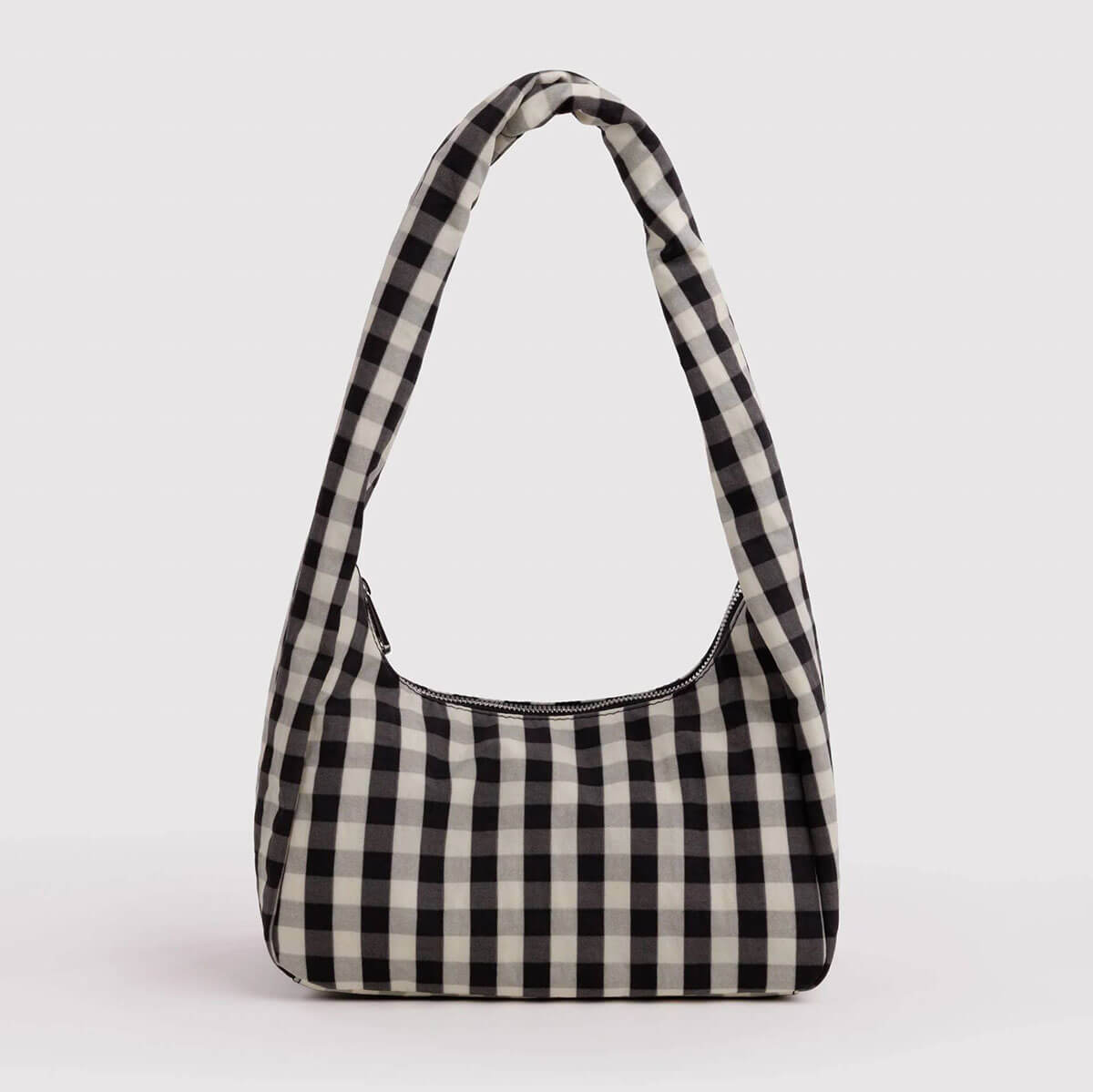 Small Nylon Meringue Bag in Black And Cream Gingham by Baggu