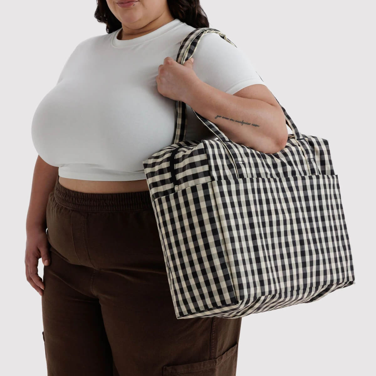 Cloud Carry-On Bag in Black And Cream Gingham by Baggu