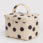 Large Cosmetic Case in Cream and Black Polka Dot by Baggu