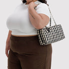 Nylon Bowler Bag in Black and Cream Gingham by Baggu