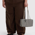 Nylon Bowler Bag in Black and Cream Gingham by Baggu