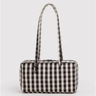 Nylon Bowler Bag in Black and Cream Gingham by Baggu