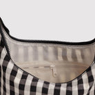 Nylon Shoulder Bag in Black And Cream Gingham by Baggu