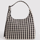 Nylon Shoulder Bag in Black And Cream Gingham by Baggu