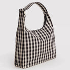 Nylon Shoulder Bag in Black And Cream Gingham by Baggu