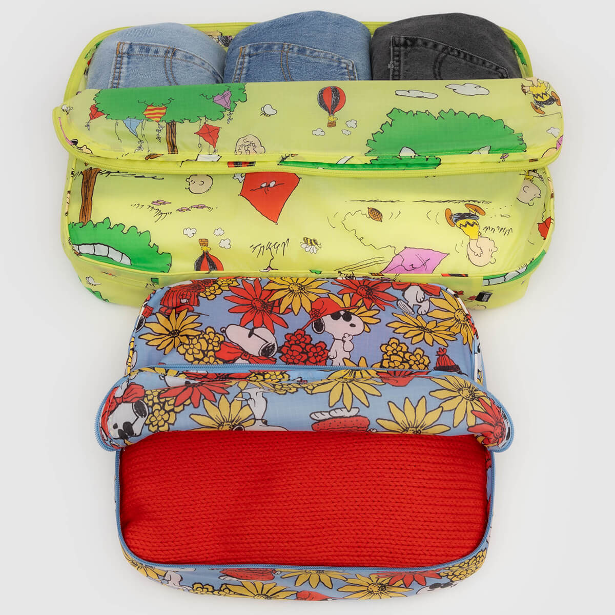 新品　BAGGU バグゥ　PEANUTS パッキングキューブセット Large Packing Cube Set in Peanuts by Baggu – Junior Edition