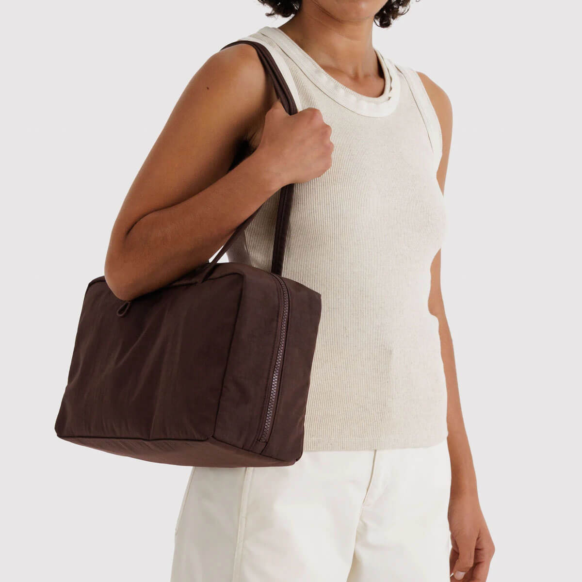 Medium Nylon Bowler Bag in Coffee by Baggu – Junior Edition