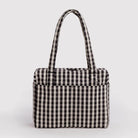 Small Cloud Carry-On Bag in Black and Cream Gingham by Baggu