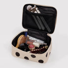 Small Cosmetic Case in Cream and Black Polka Dot by Baggu