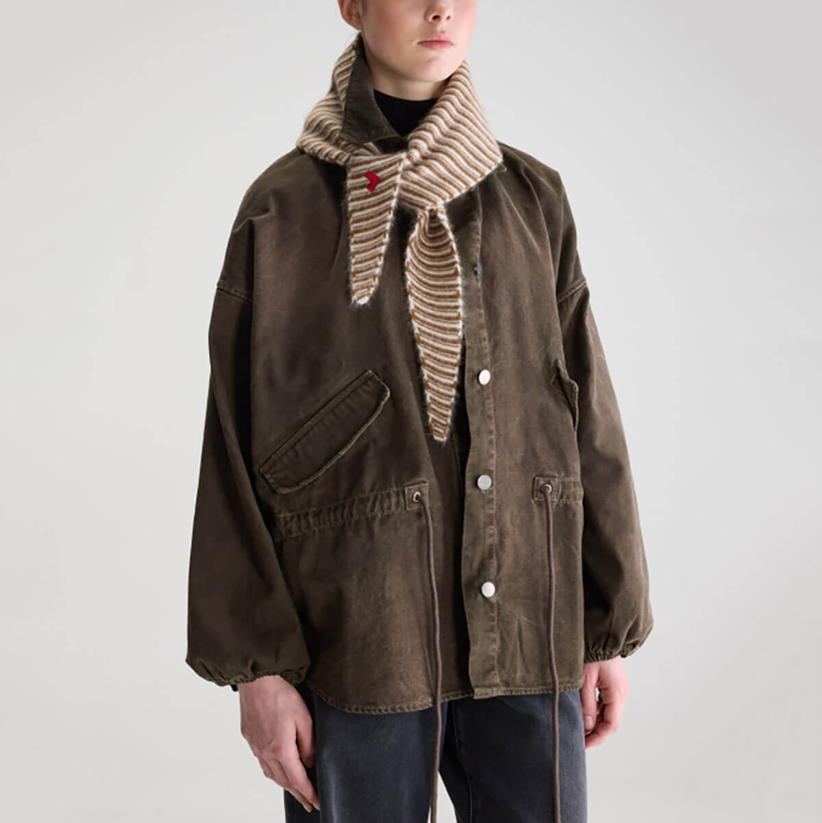 Dusol Triangle Scarf in Cream Stripe by Bellerose