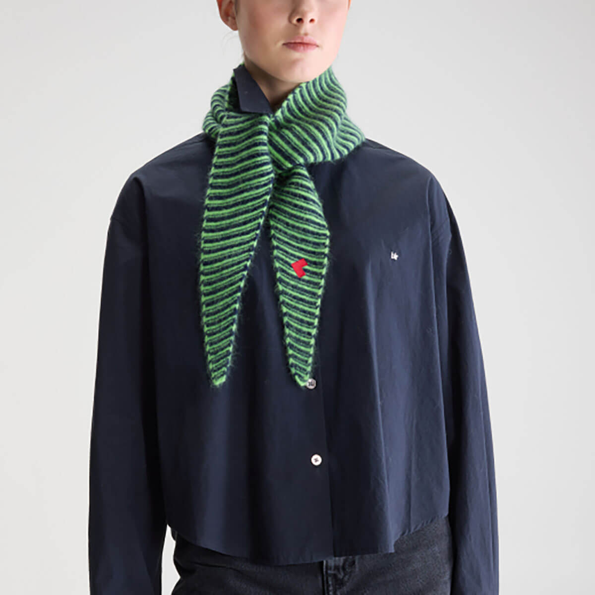 Dusol Triangle Scarf in Fluo Green Stripe by Bellerose
