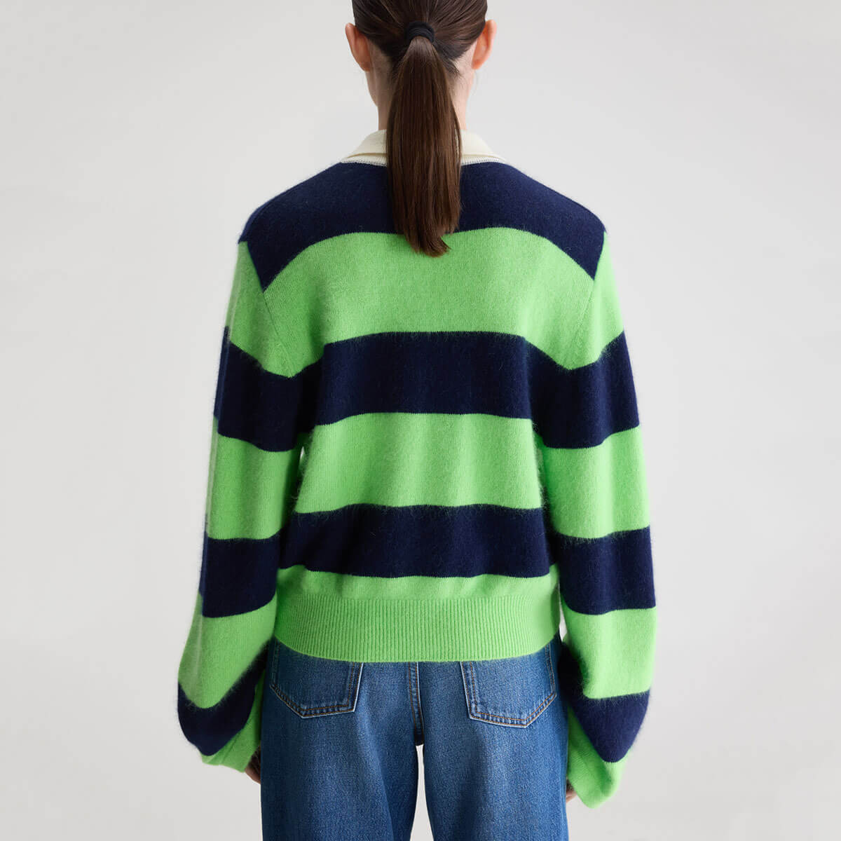 Dusto Striped Polo Sweater in Navy / Green by Bellerose