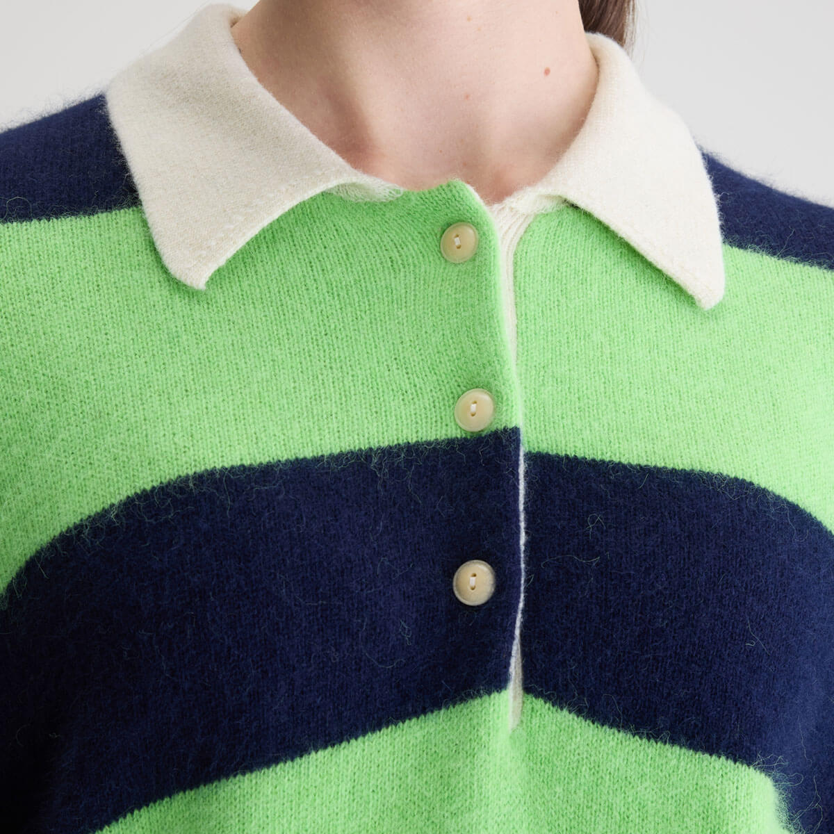 Dusto Striped Polo Sweater in Navy / Green by Bellerose