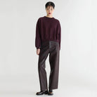 Fancy Cropped Crewneck Sweatshirt in Burgundy by Bellerose