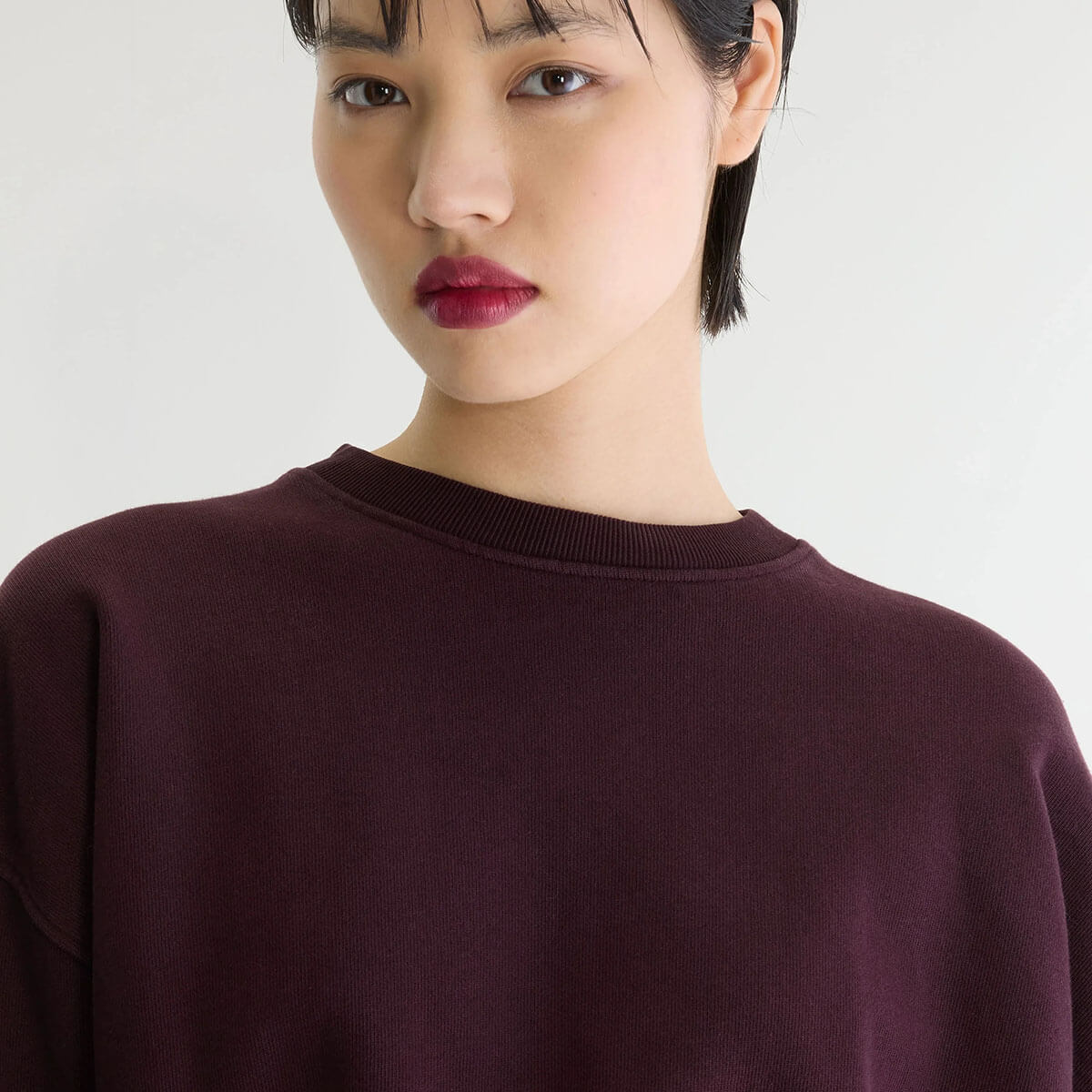 Fancy Cropped Crewneck Sweatshirt in Burgundy by Bellerose