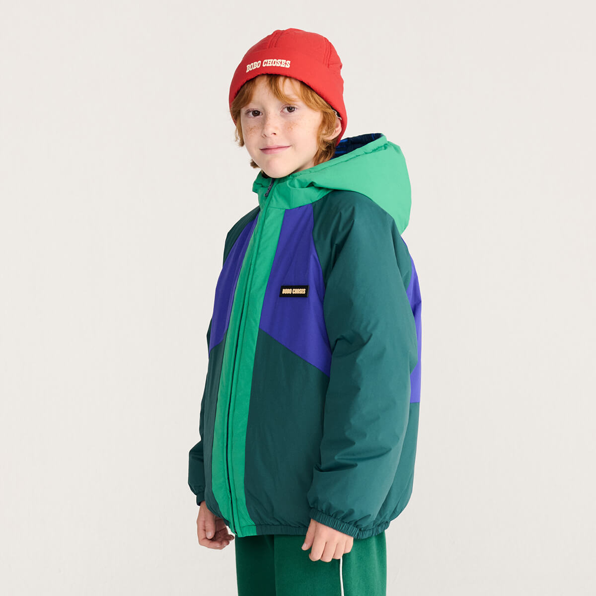 Almost Moiré All Over Reversible Anorak in Navy Blue by Bobo Choses