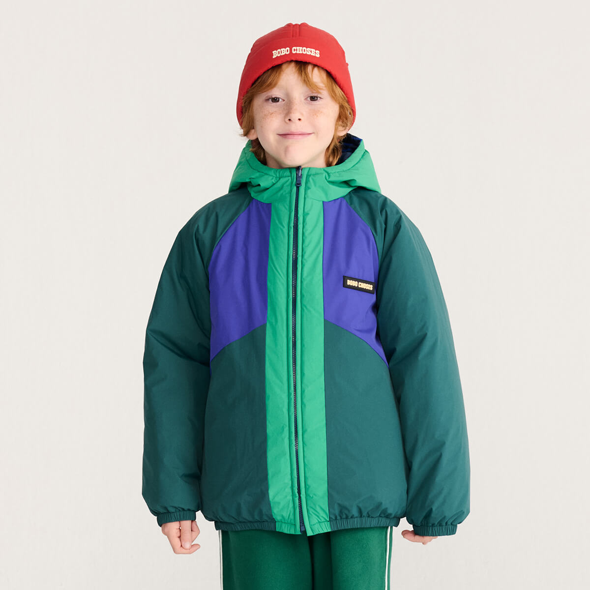 Almost Moiré All Over Reversible Anorak in Navy Blue by Bobo Choses