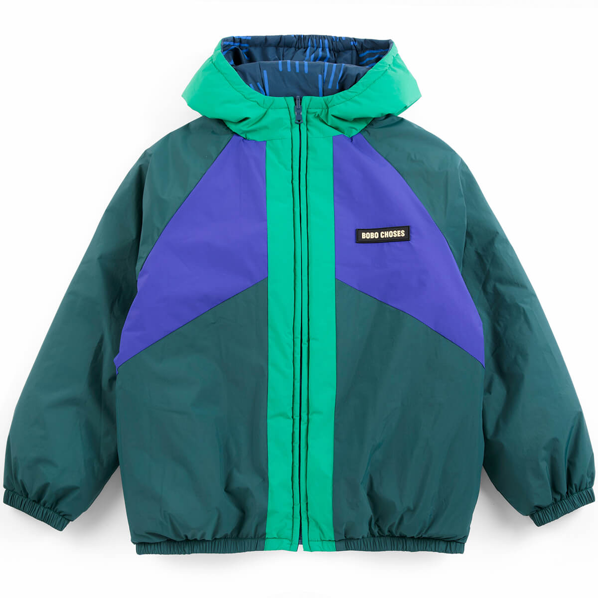 Almost Moiré All Over Reversible Anorak in Navy Blue by Bobo Choses