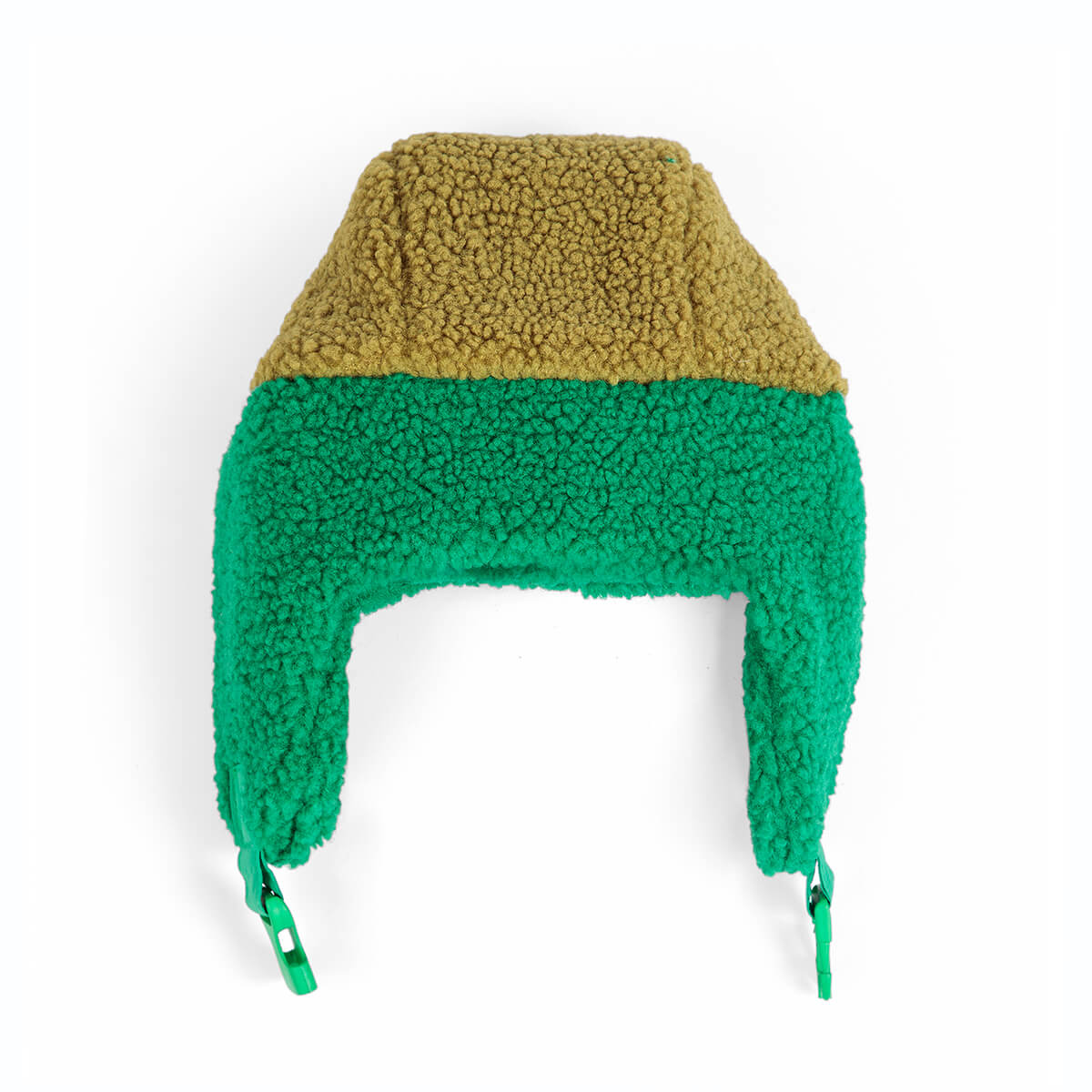 Bobo Choses Color Block Sheepskin Chapka in Green by Bobo Choses