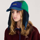 Bobo Choses Color Block Sheepskin Chapka in Navy Blue by Bobo Choses