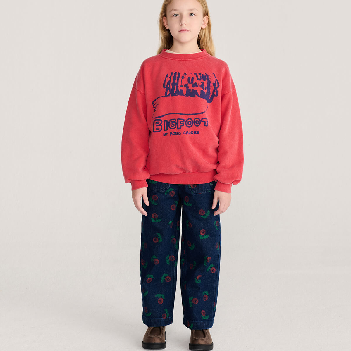 Stamp Bloom All Over Denim Pants by Bobo Choses