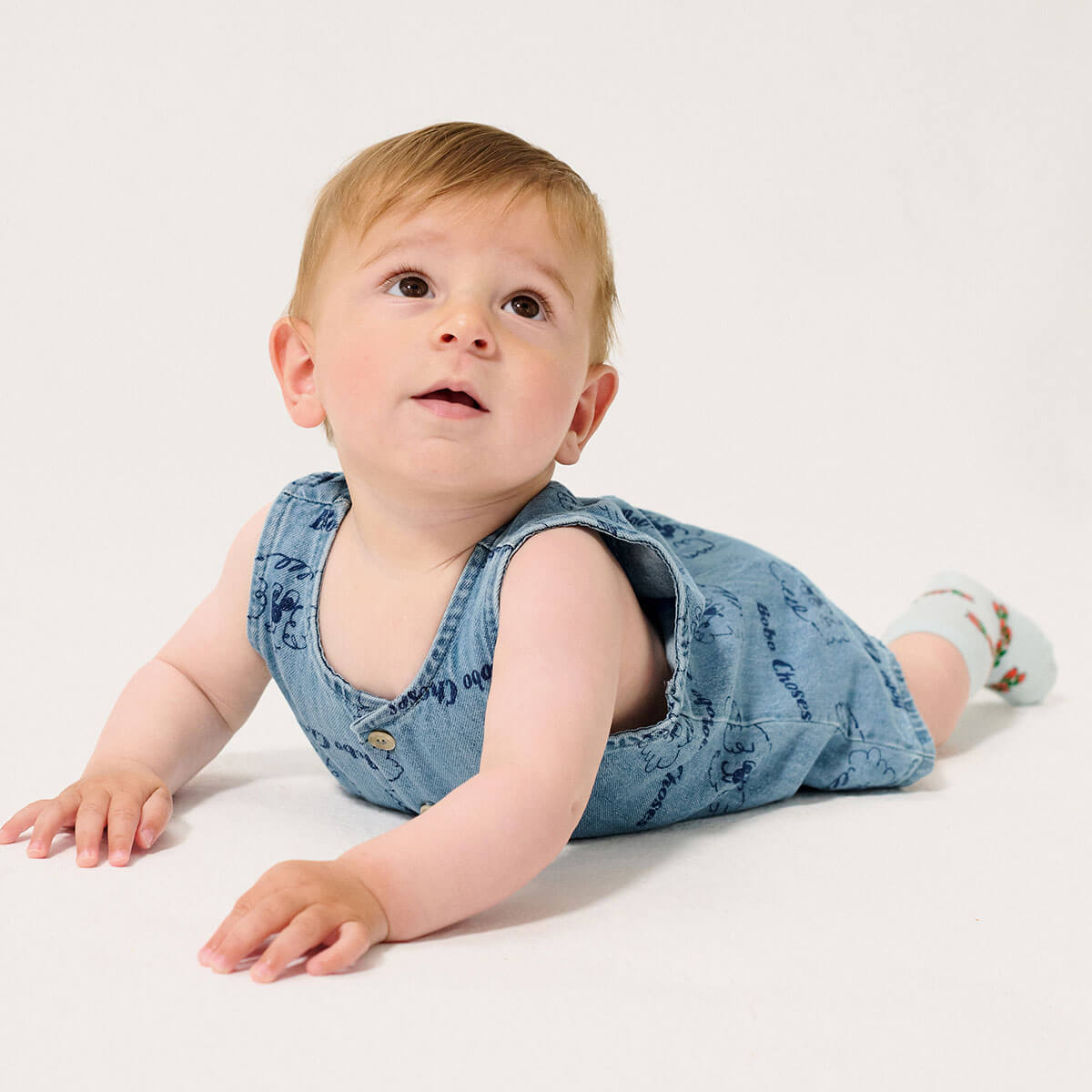 Pickles The Dog All Over Denim Baby Playsuit | Bobo Choses