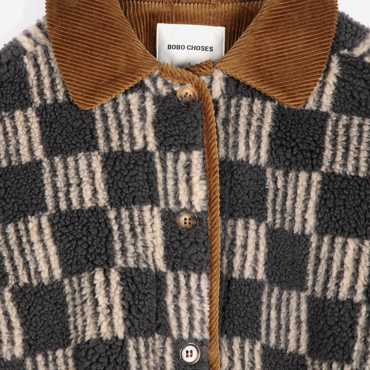 Almost Moiré Sherpa Jacket in Beige by Bobo Choses Womenswear