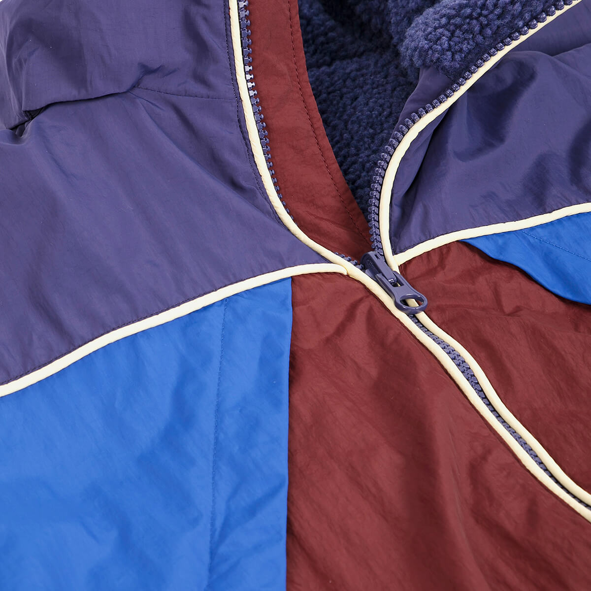 Color Block Nylon Sherpa Puffer in Multi by Bobo Choses Womenswear