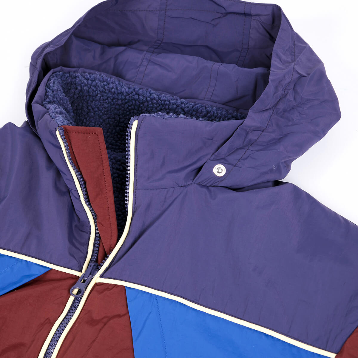 Color Block Nylon Sherpa Puffer in Multi by Bobo Choses Womenswear