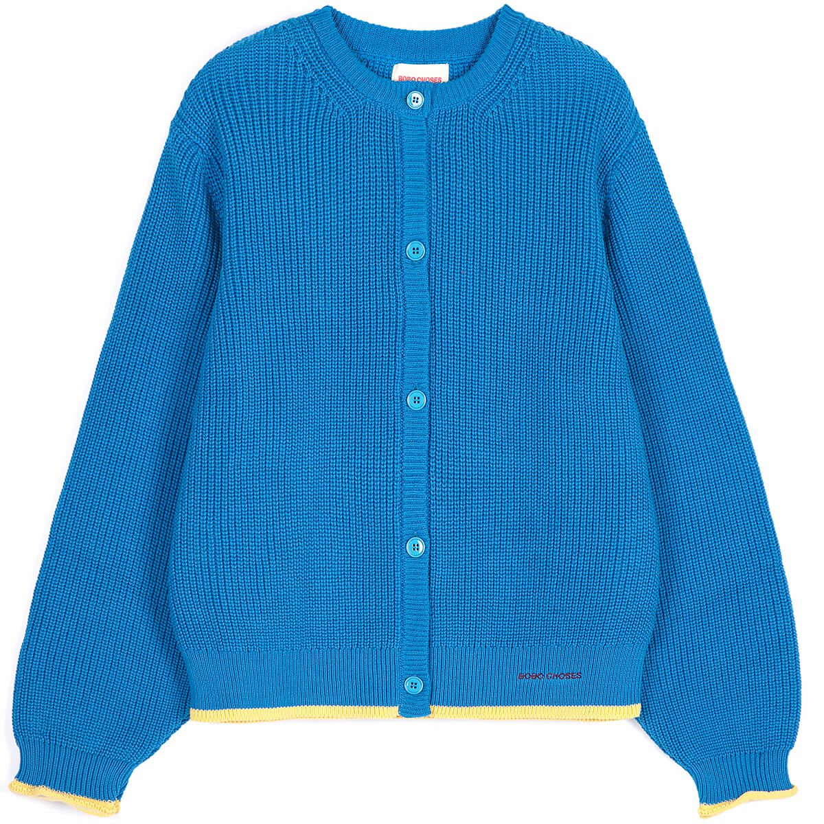 Pearl Knitted Cotton Cardigan in Blue by Bobo Choses Womenswear