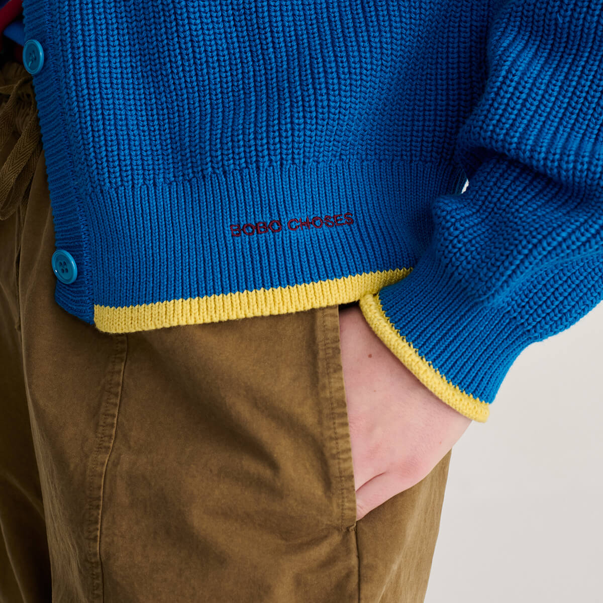 Pearl Knitted Cotton Cardigan in Blue by Bobo Choses Womenswear