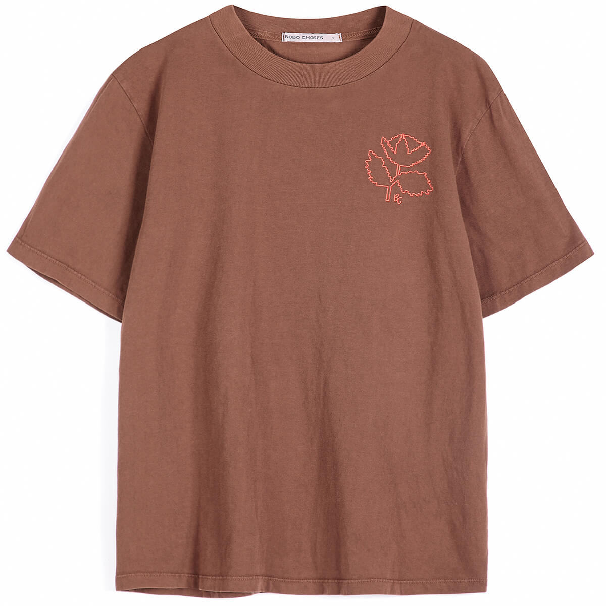 Red Vibrant Flower T Shirt in Dark Brown by Bobo Choses Womenswear