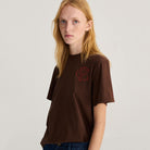 Red Vibrant Flower T Shirt in Dark Brown by Bobo Choses Womenswear
