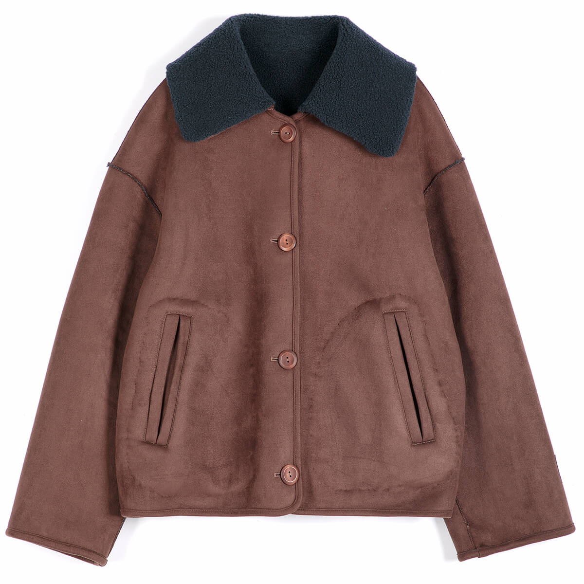 Reversible Sherpa Jacket in Dark Brown by Bobo Choses Womenswear