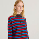 Striped Cotton Cardigan in Blue by Bobo Choses Womenswear