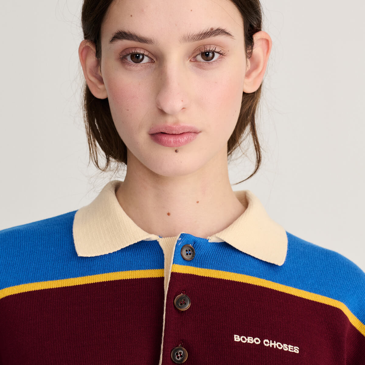 Striped Polo Jumper in Blue by Bobo Choses Womenswear