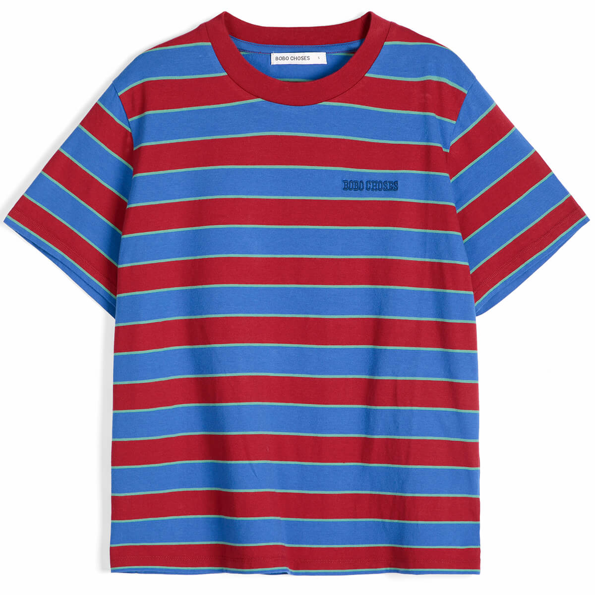 Striped Cropped T Shirt in Blue by Bobo Choses Womenswear