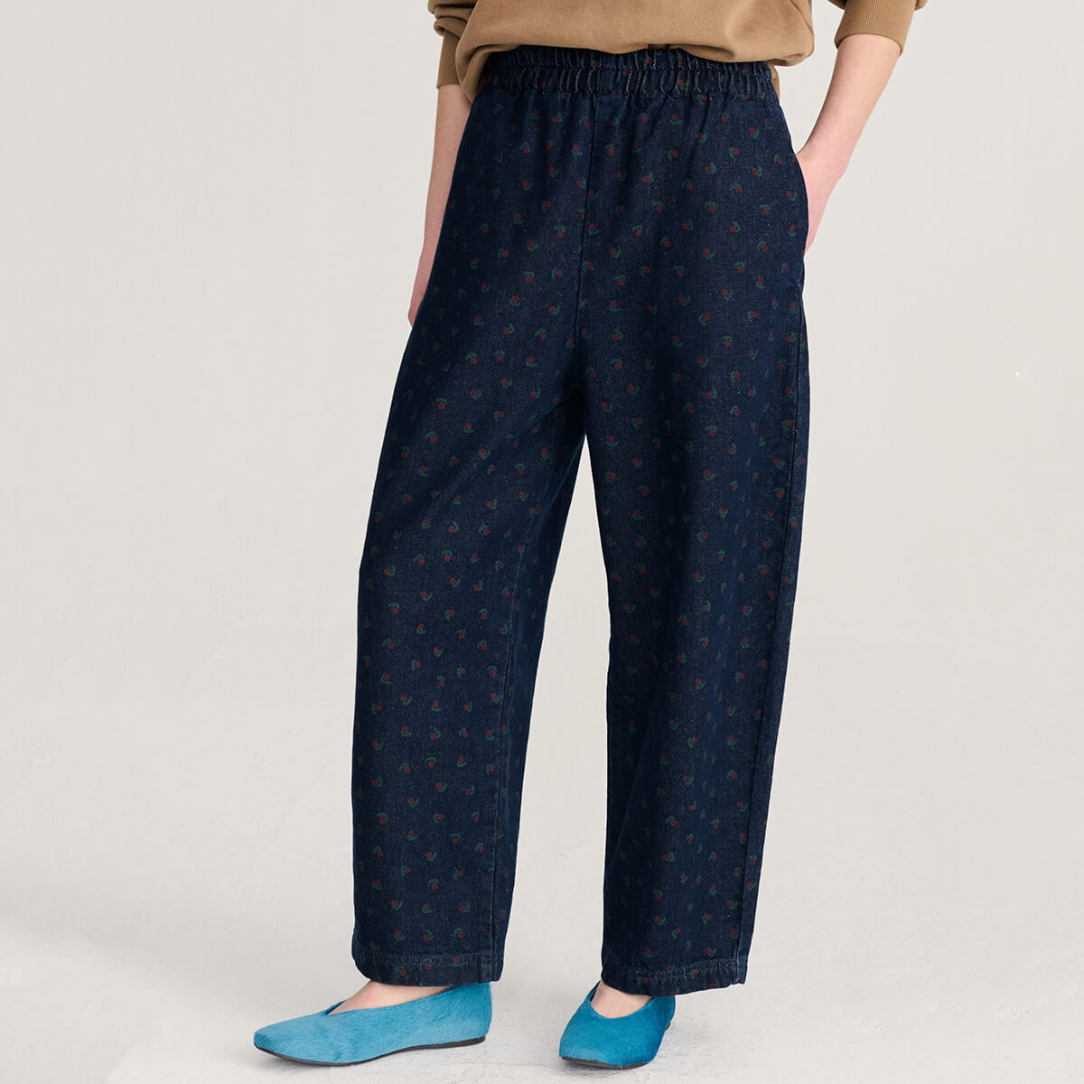 Swamp Whirl Denim Cocoon Pants in Navy by Bobo Choses Womenswear