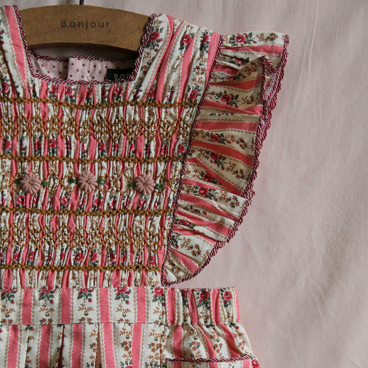 Apron Dress in Tapestry Pink Stripe by Bonjour - Last Ones In