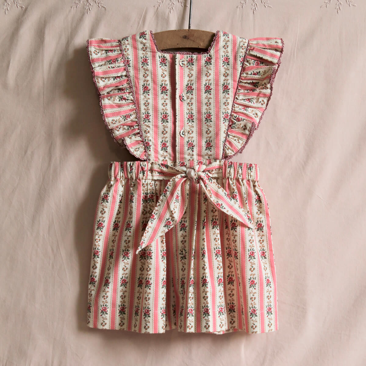 Apron Dress in Tapestry Pink Stripe by Bonjour – Junior Edition