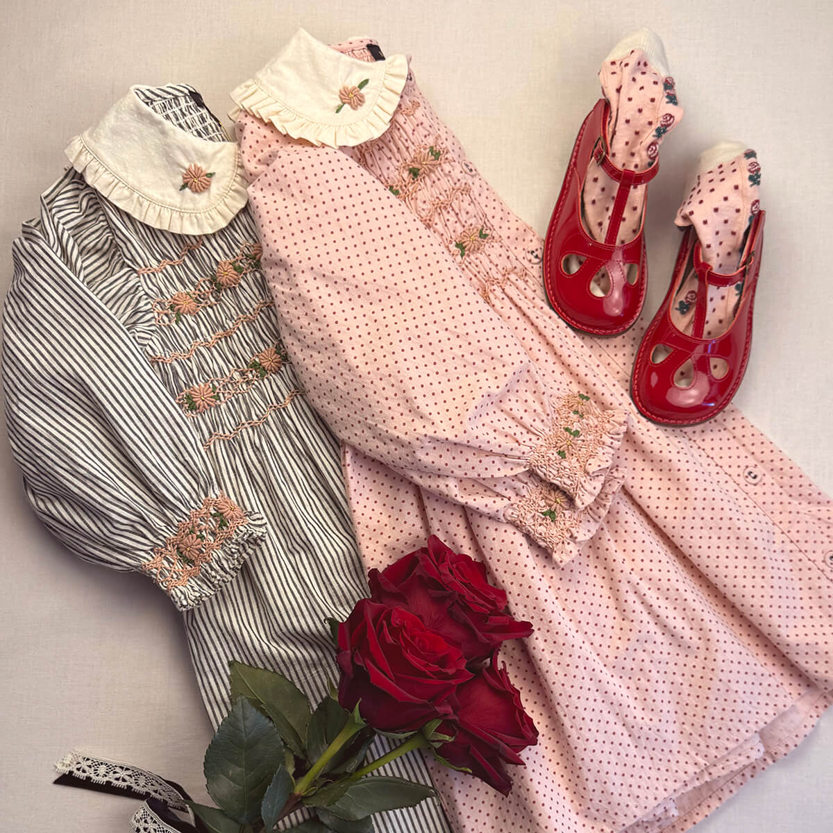 Romantic Tunique Dress in Pink Dots by Bonjour – Junior Edition