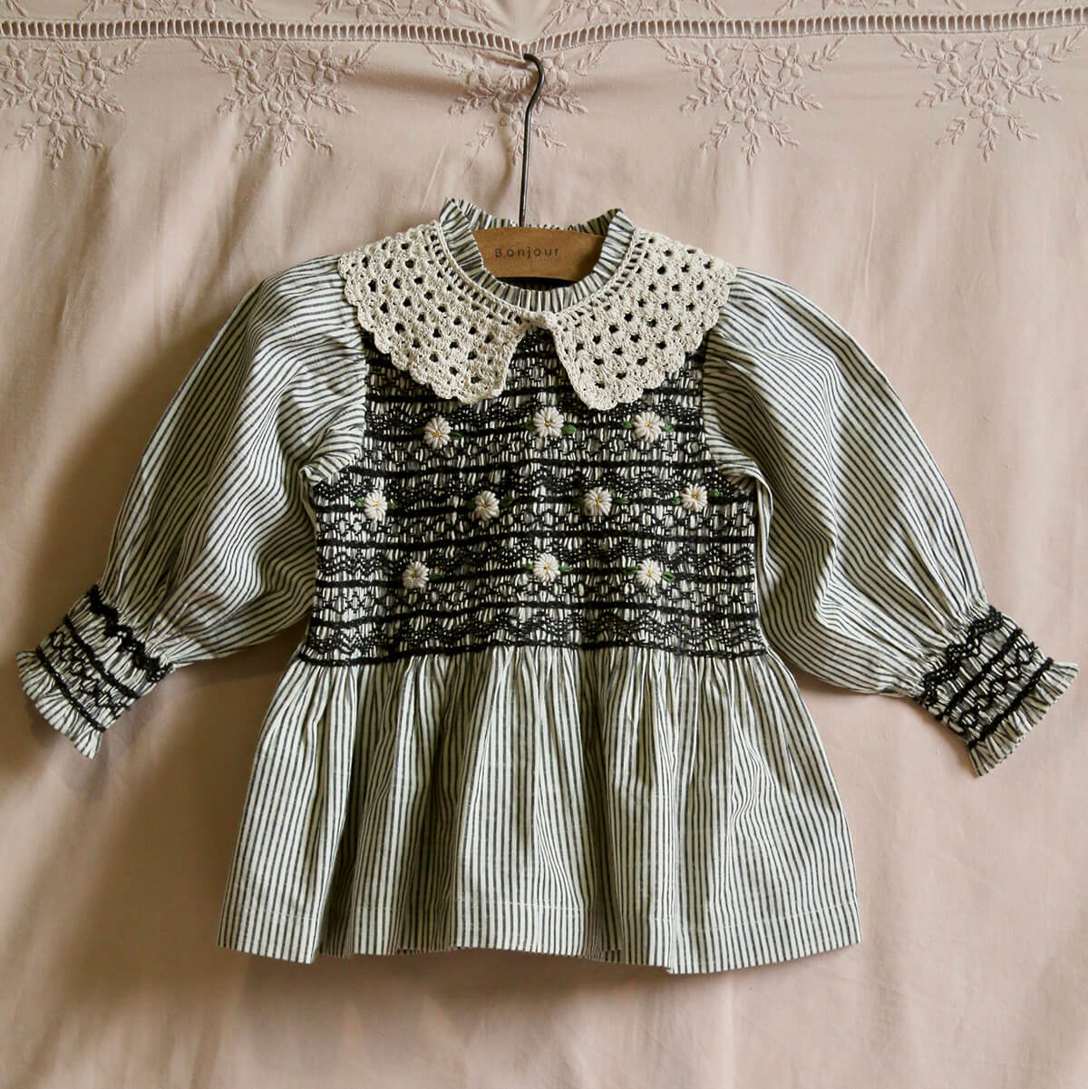 Handsmock Blouse in Black Stripe by Bonjour – Junior Edition