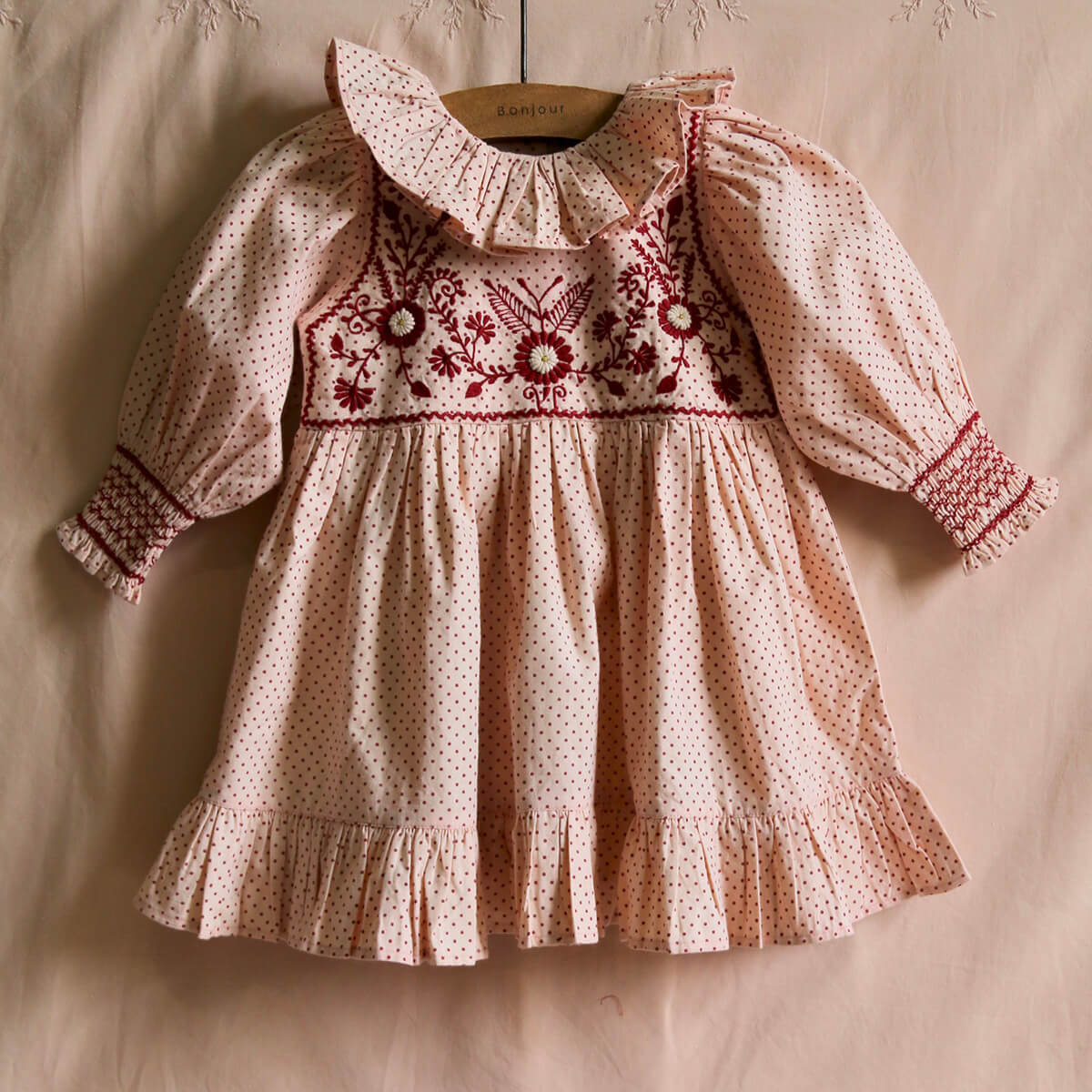 bonjour diary iris tunic 25AW 新品★apolina Iris Tunique in Pink Dot Print | Bonjour | Junior Edition