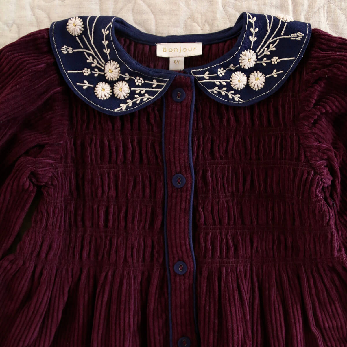 Blouse in Burgundy Corduroy by Bonjour
