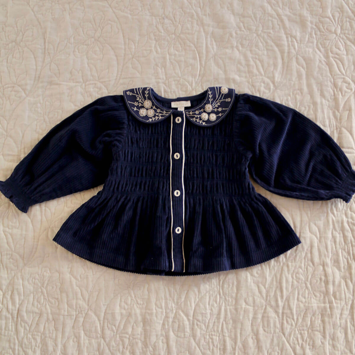 Blouse in Navy Corduroy by Bonjour