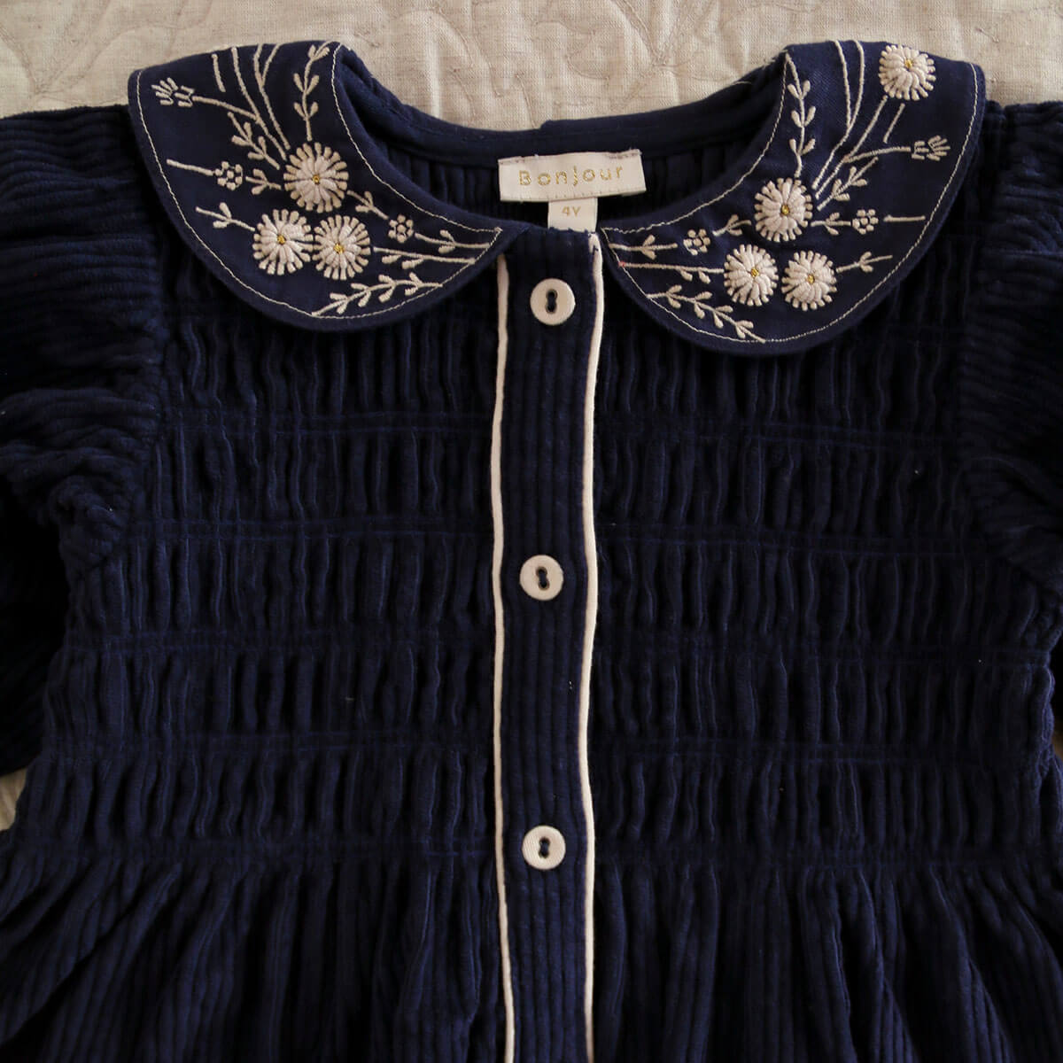 Blouse in Navy Corduroy by Bonjour
