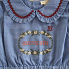Embroidered Blouse in Blue Chambray by Bonjour