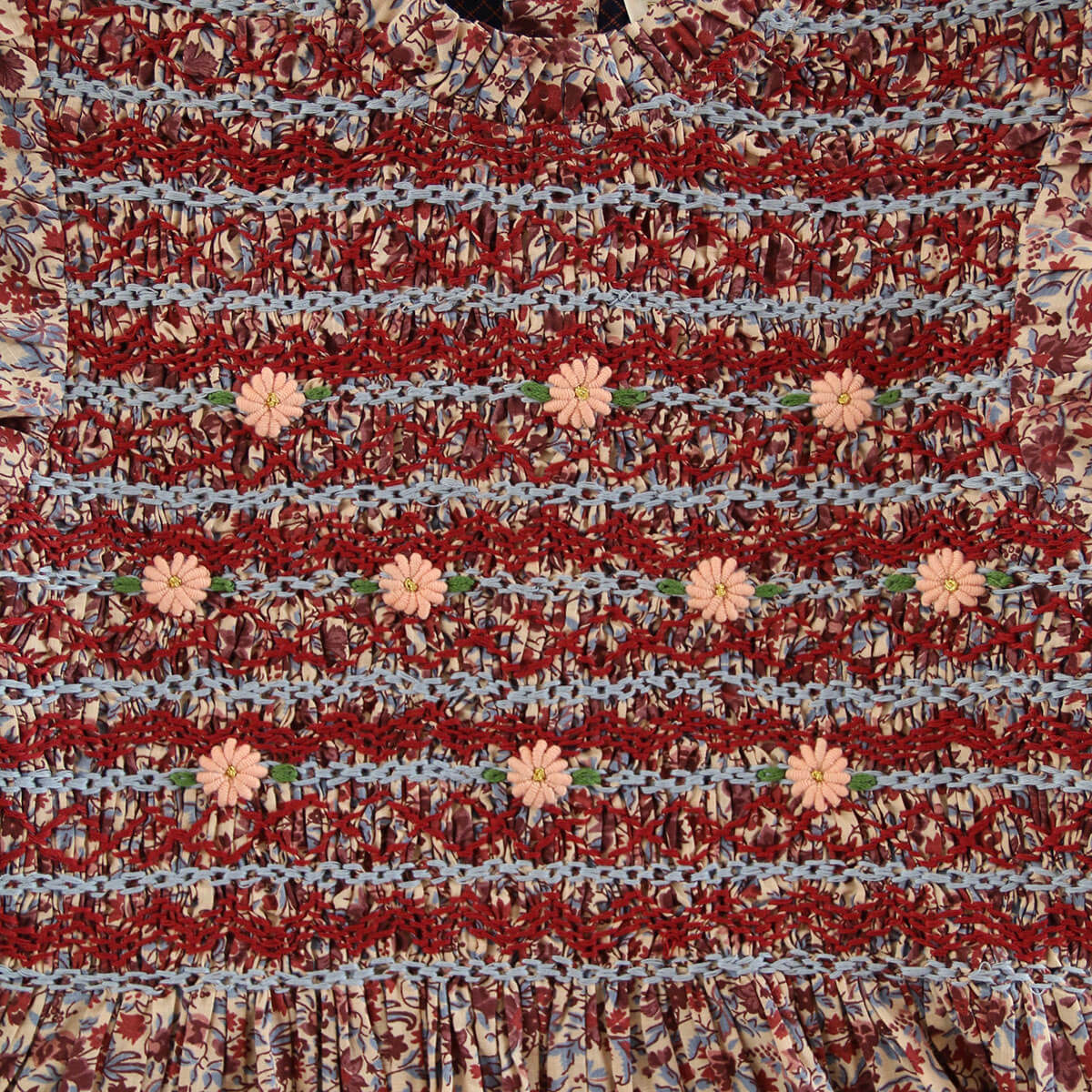 Handsmock Blouse in Blue Flower Fields by Bonjour