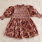 Handsmock Dress in Burgundy Cashmere Print by Bonjour