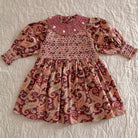 Handsmock Dress in Burgundy Cashmere Print by Bonjour